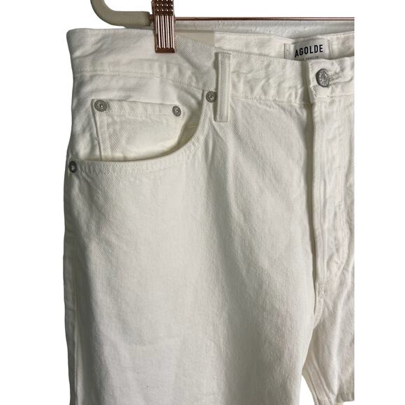 Agolde Lana Mid Rise Vintage Straight Organic Cotton Baggy Jeans White Size 32 - Picture 5 of 12